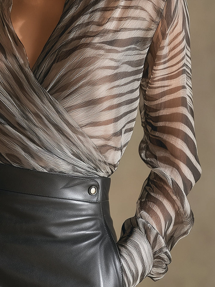 Audrey | Zebra Chiffon Blouse
