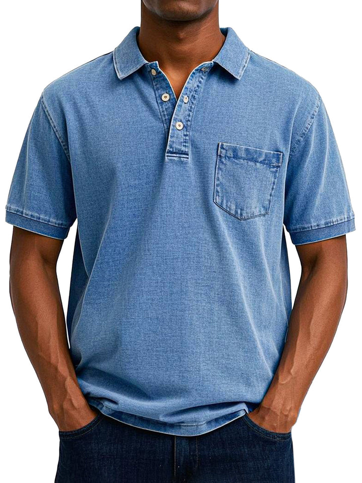 Men's Stylish Denim Polo Shirt