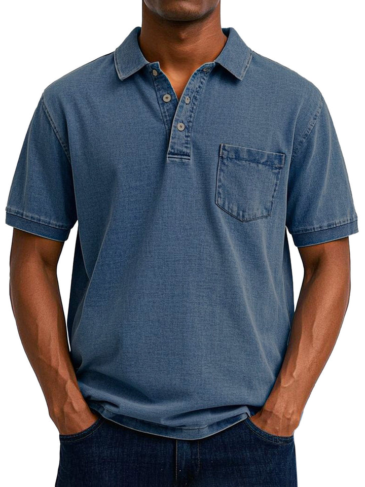 Men's Stylish Denim Polo Shirt