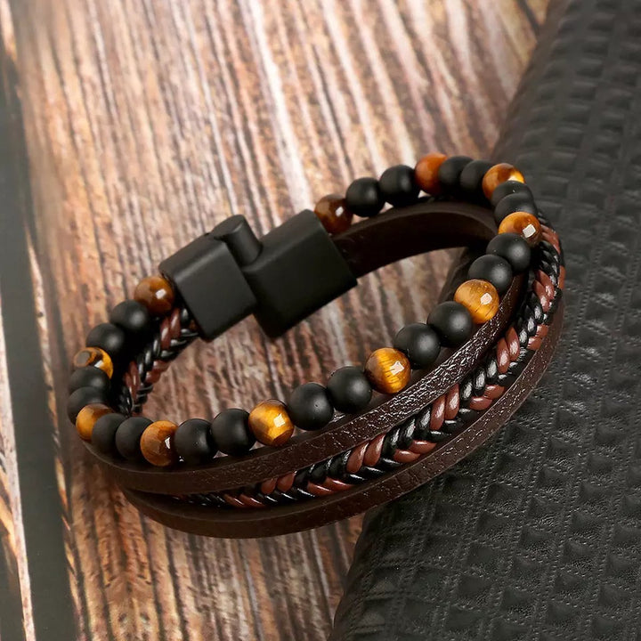 Lucas - Elegant Leather Bracelet Set for the Modern Man
