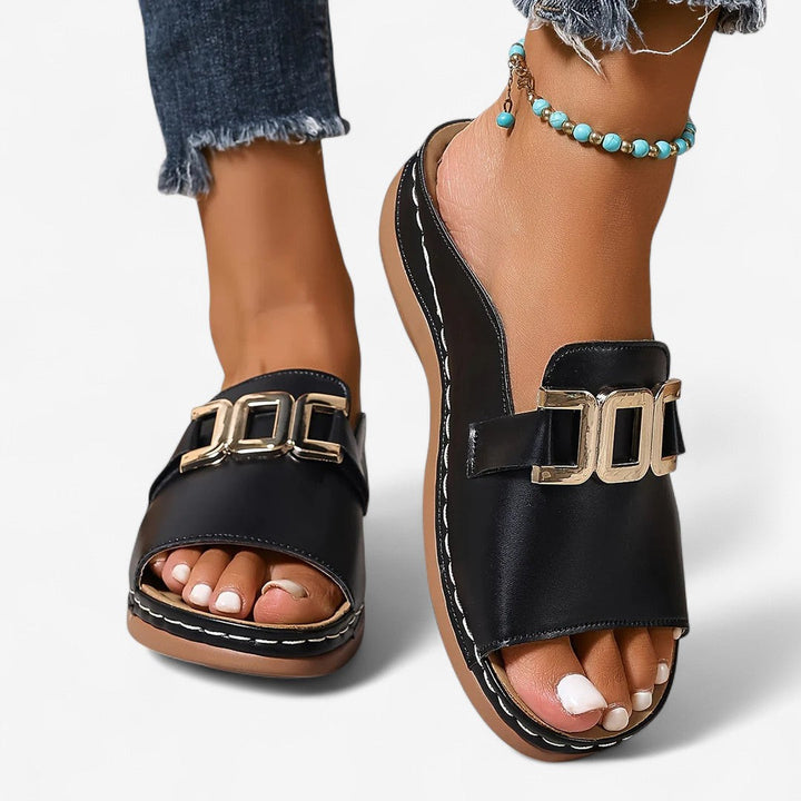 Nives – Open Comfort Sandal with Decorative Buckle
