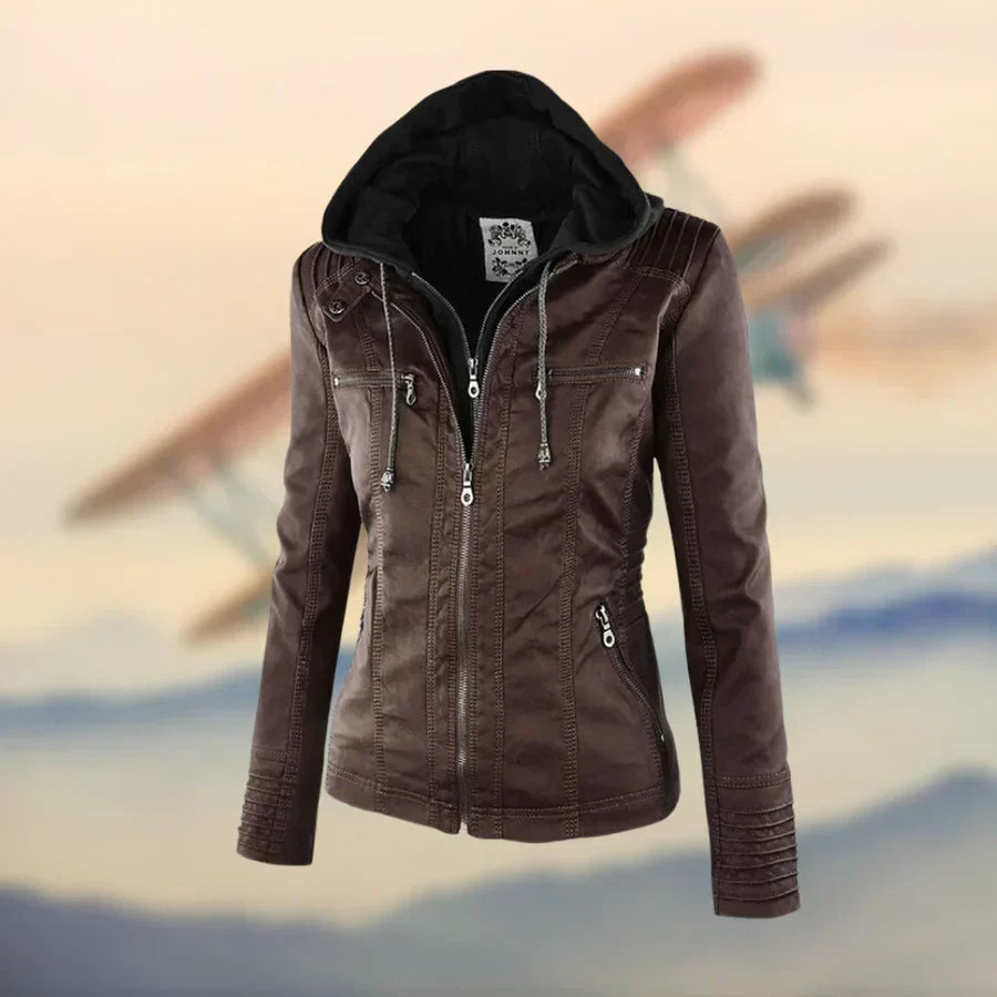 Amélie™ - Premium Leather Jacket with Hood