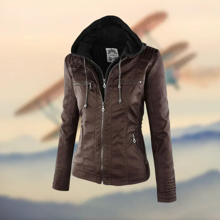 Amélie™ - Premium Leather Jacket with Hood