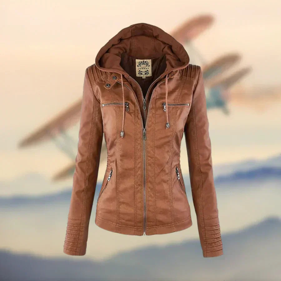 Amélie™ - Premium Leather Jacket with Hood