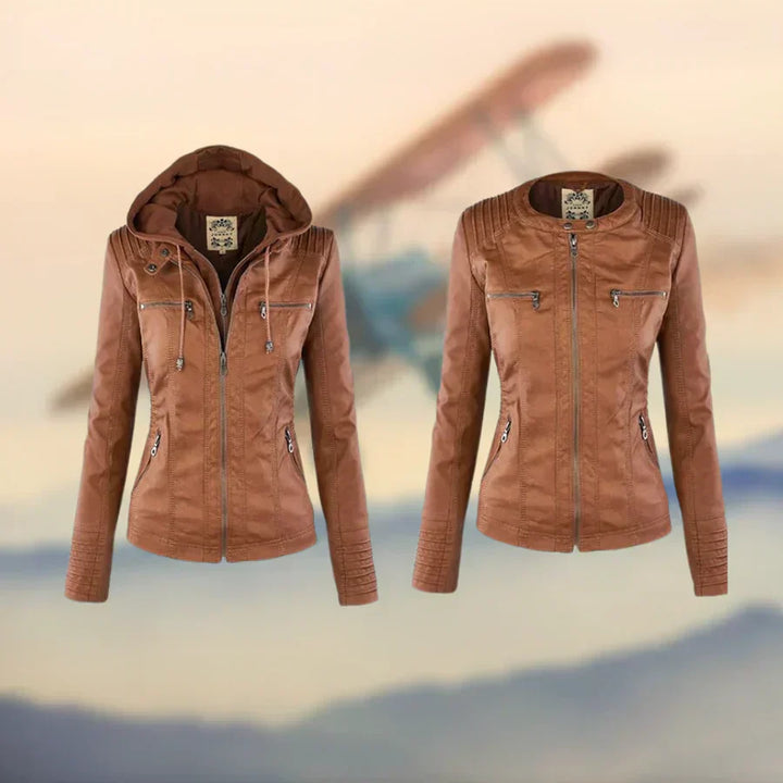 Amélie™ - Premium Leather Jacket with Hood