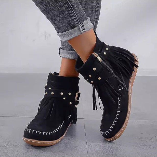 Jelaa - Charming Warm Retro Boots with Fashionable Fringes