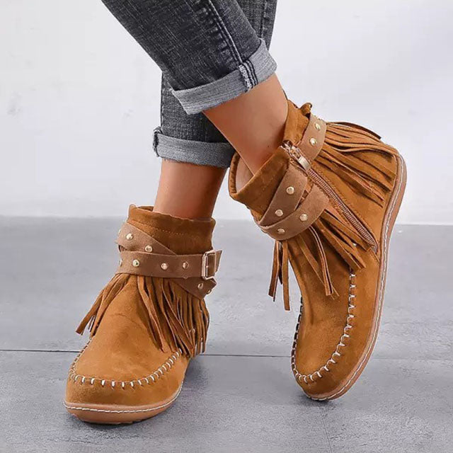 Jelaa - Charming Warm Retro Boots with Fashionable Fringes