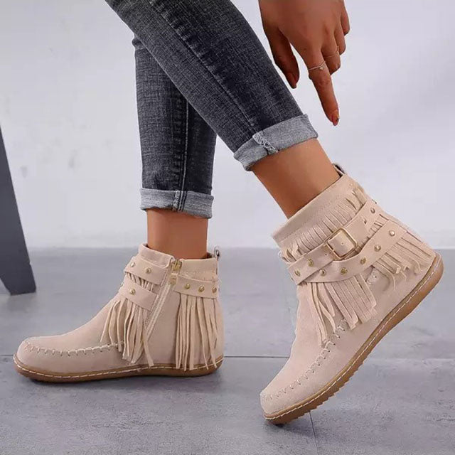 Jelaa - Charming Warm Retro Boots with Fashionable Fringes