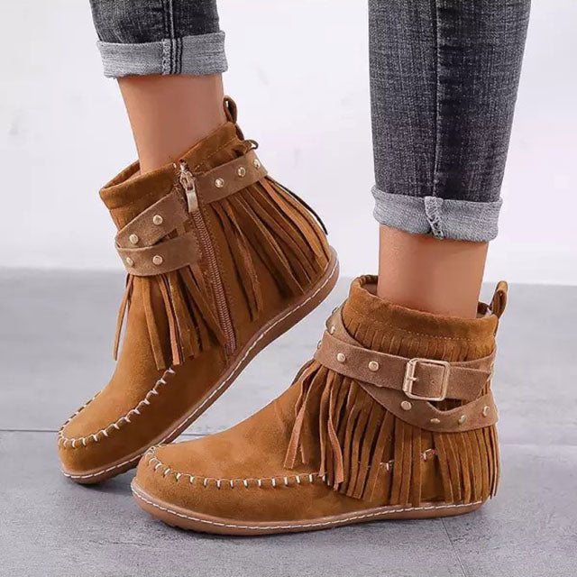 Jelaa - Charming Warm Retro Boots with Fashionable Fringes
