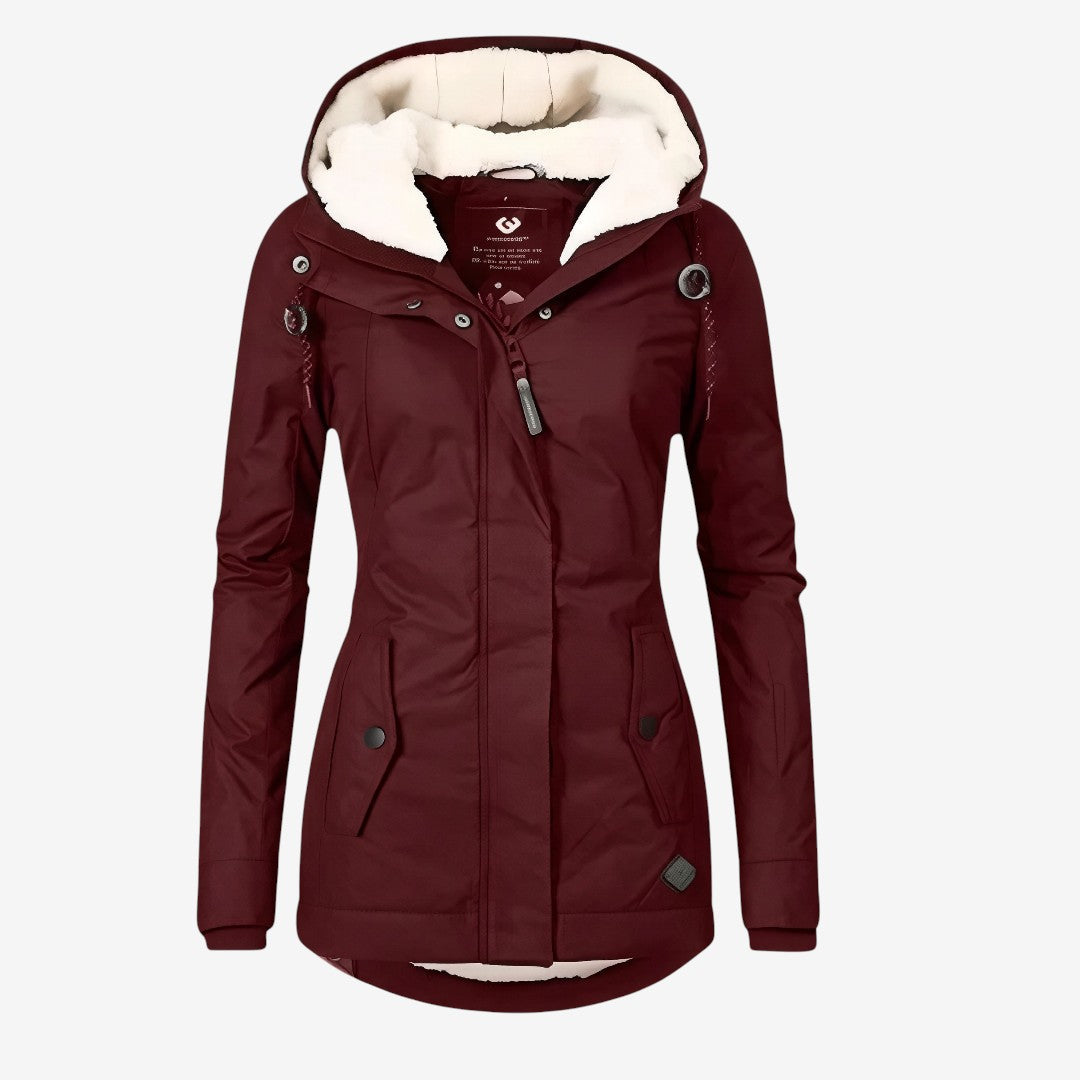 Beate - Waterproof Long Jacket with Hood and Lining