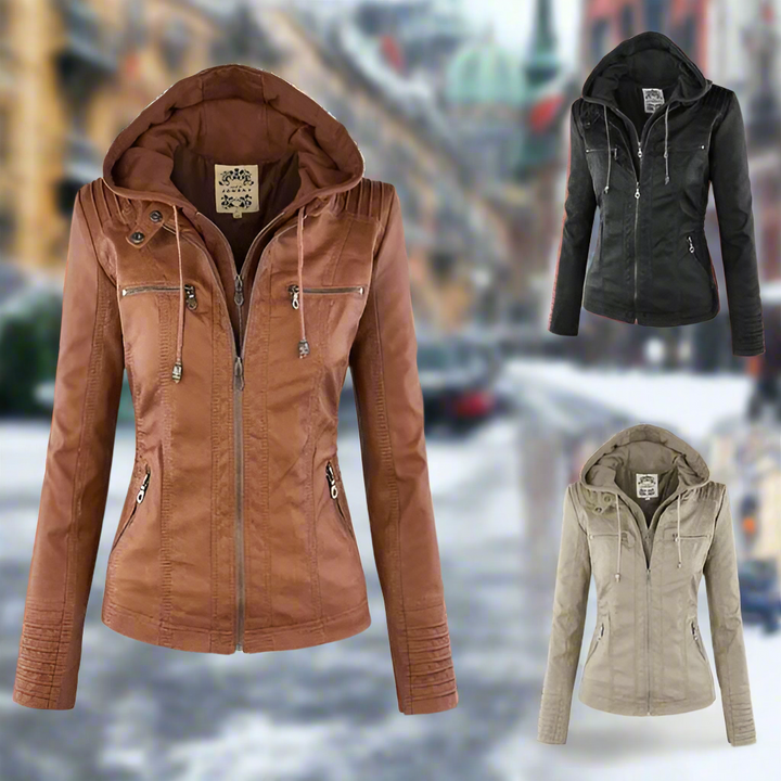 Amélie™ - Premium Leather Jacket with Hood