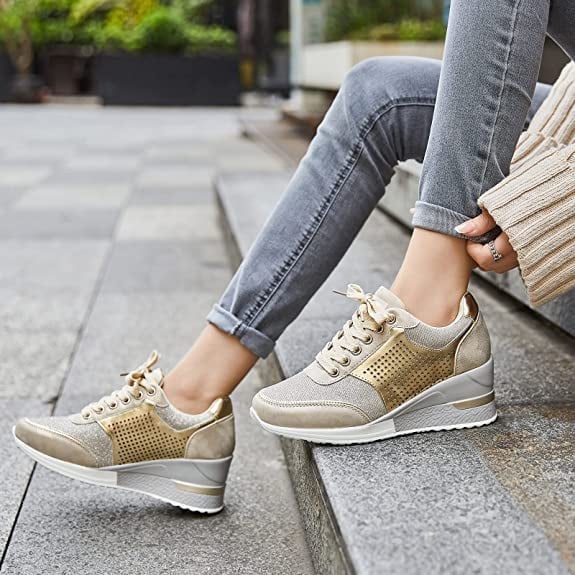 Amelia - Stylish Orthopaedic Trainers with Elegant High Heel and Comfortable Wedge