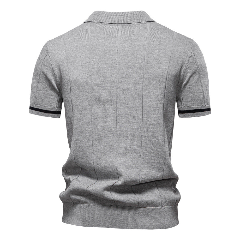 Men's Short-Sleeve Quarter-Zip Ribbed Polo Shirt