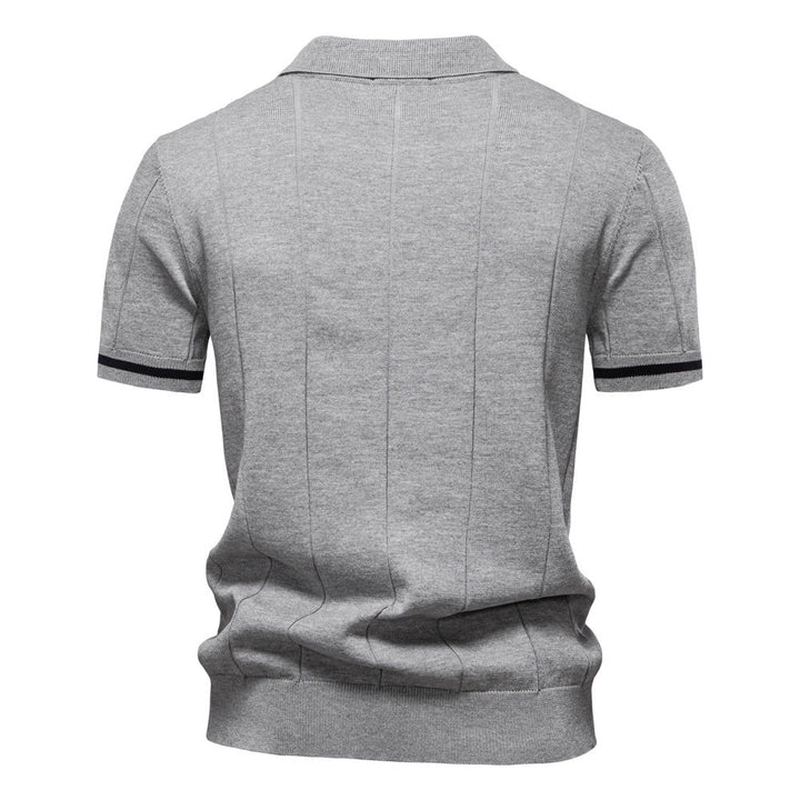 Men's Short-Sleeve Quarter-Zip Ribbed Polo Shirt