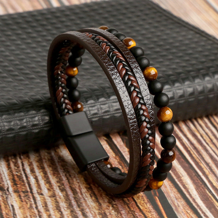 Lucas - Elegant Leather Bracelet Set for the Modern Man
