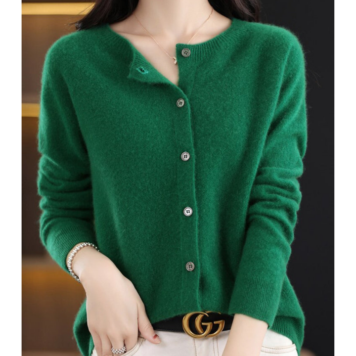 Luxurious Women's Cardigan made from 100% Merino Wool with O-Neck and Cashmere Touch