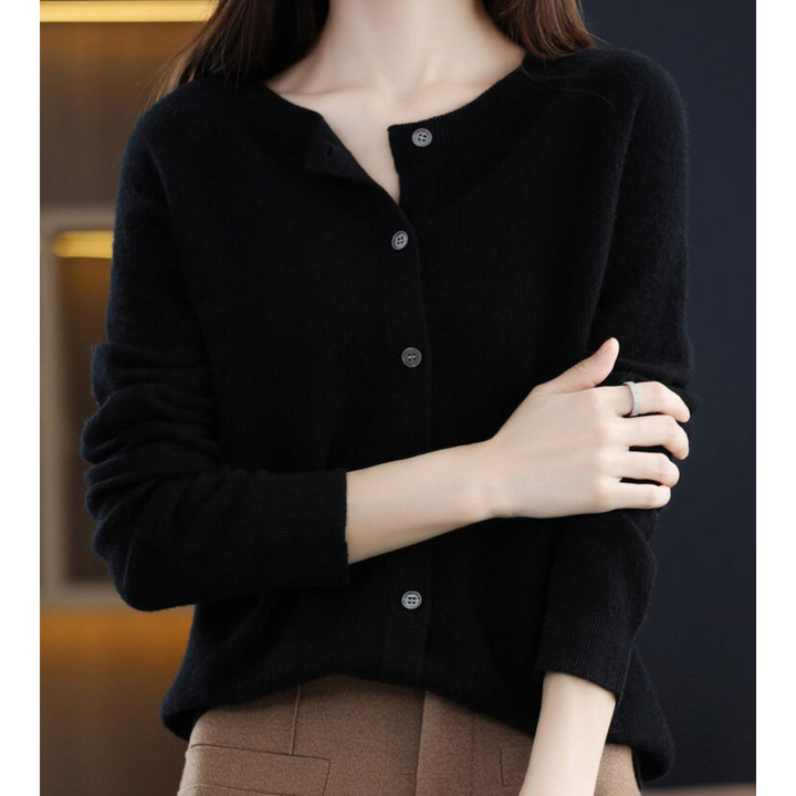 Luxurious Women's Cardigan made from 100% Merino Wool with O-Neck and Cashmere Touch