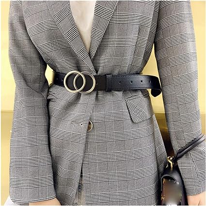 Chic Aria Women's Leather Belt with Fashionable O-Ring Buckle