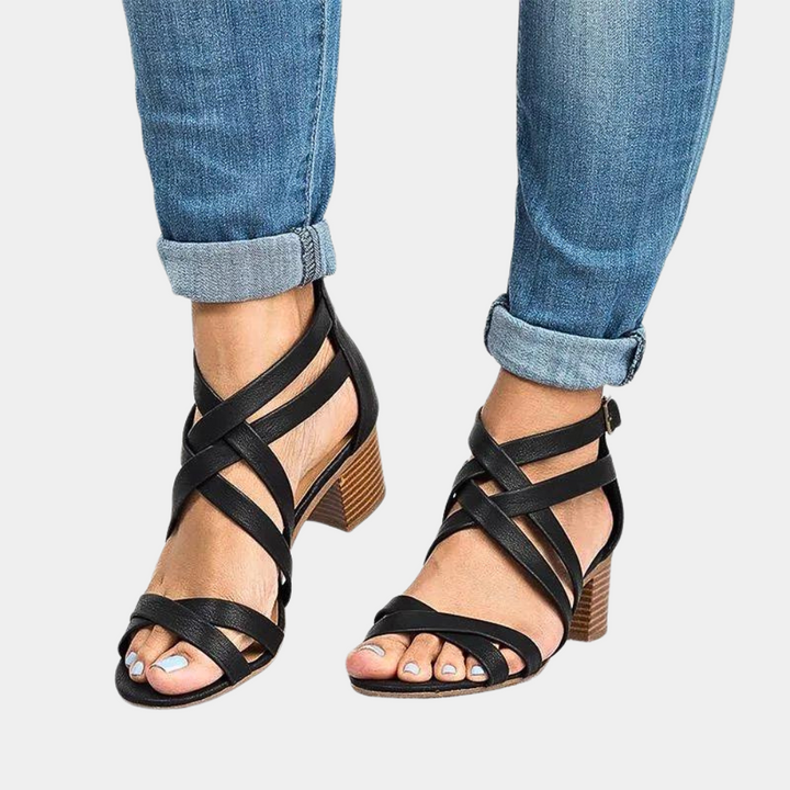 Elegant Women's Sandals with Trendy Stacked Heel