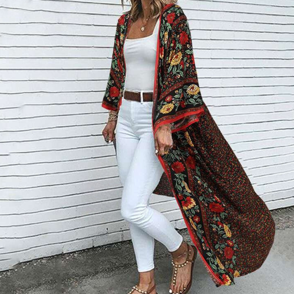 Courtney - Bohemian Blossom Elegance Long Sleeve Cardigan