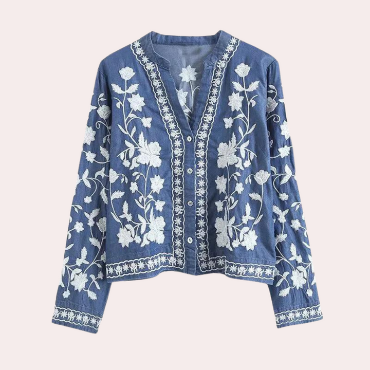 Breanne - Elegant Embroidered Women's Cardigan with Floral Design
