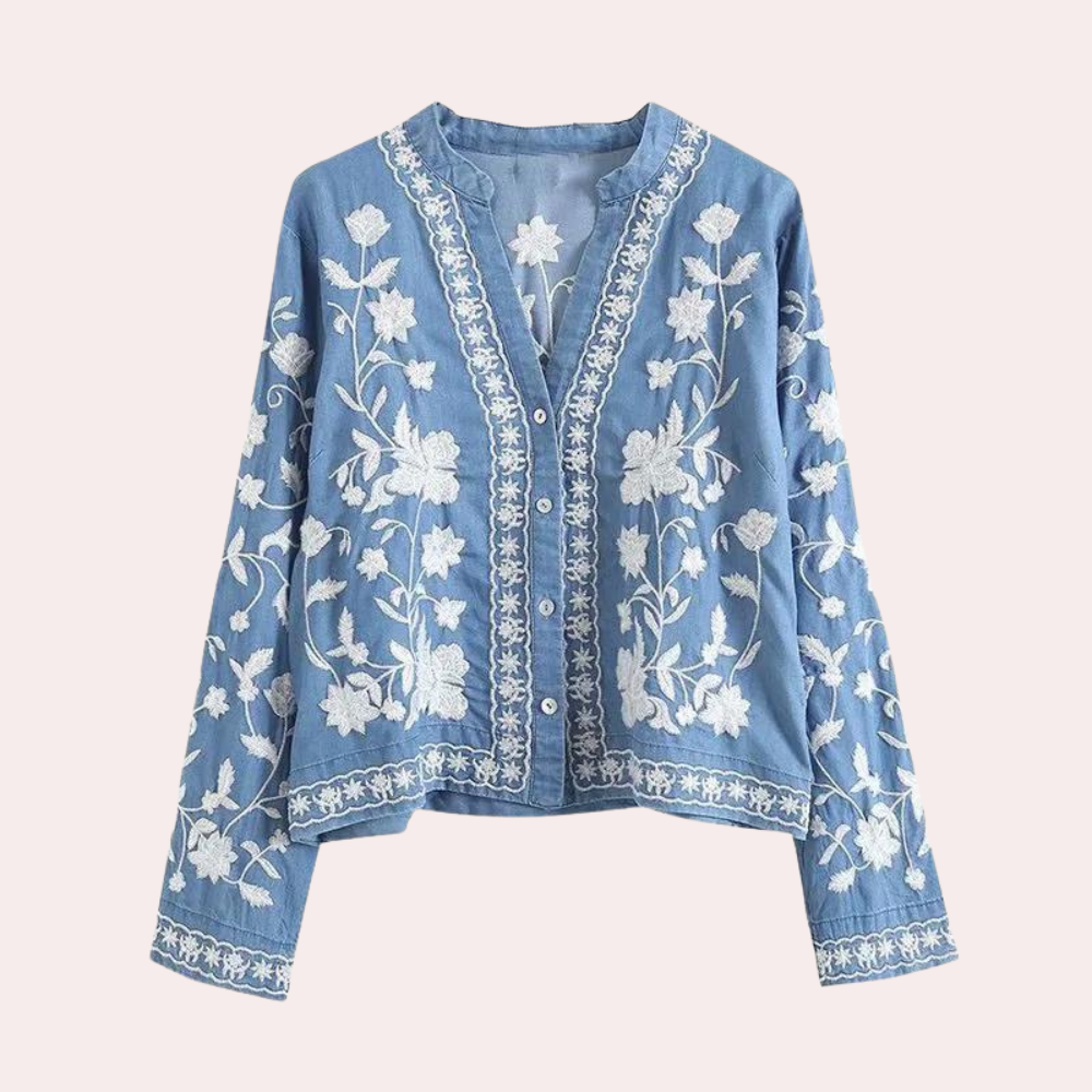 Breanne - Elegant Embroidered Women's Cardigan with Floral Design