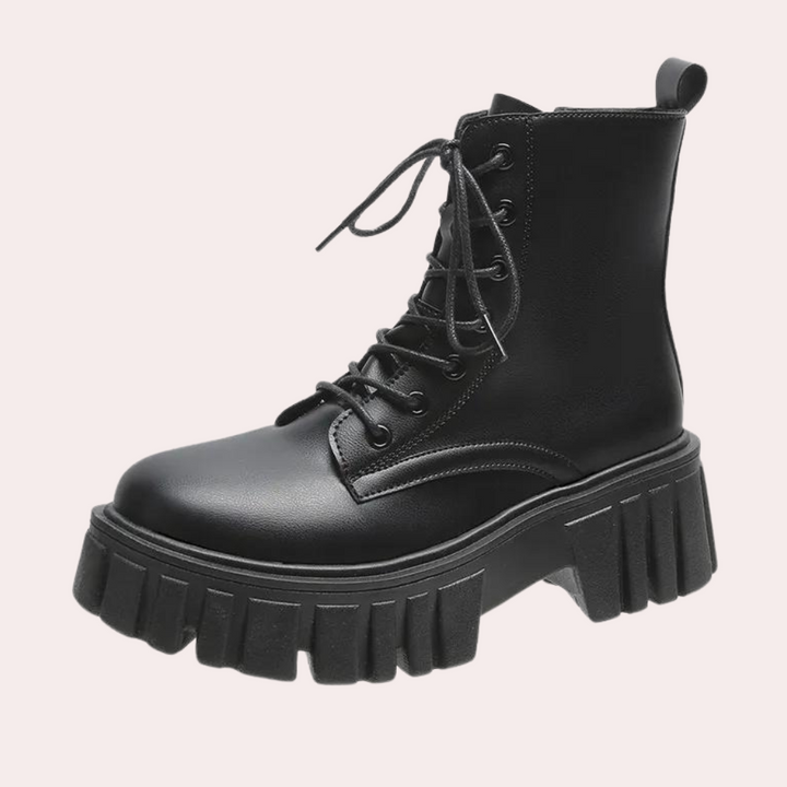 Venetia - Elegant Women's Boot with Refined Laces and Practical Zip