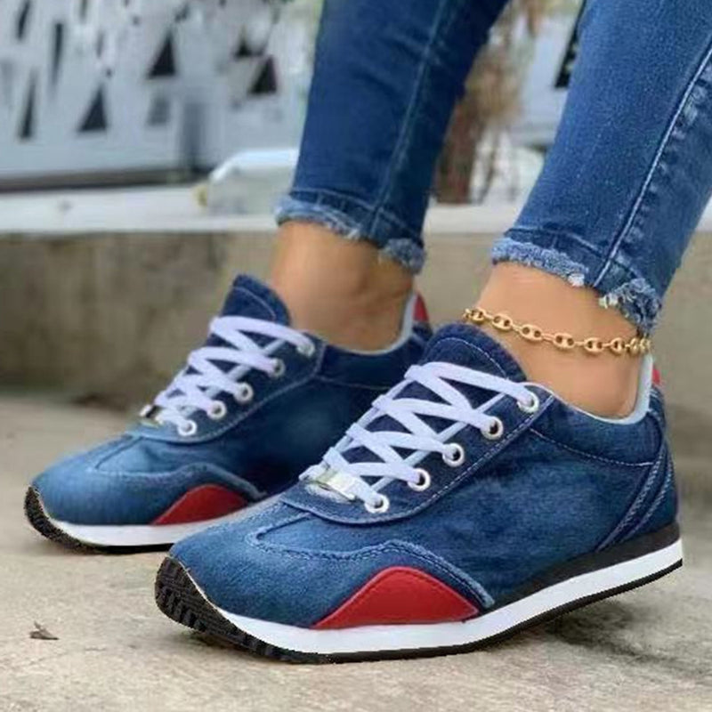 Trendy Sheen Denim Sneakers for Women for a Casual Look