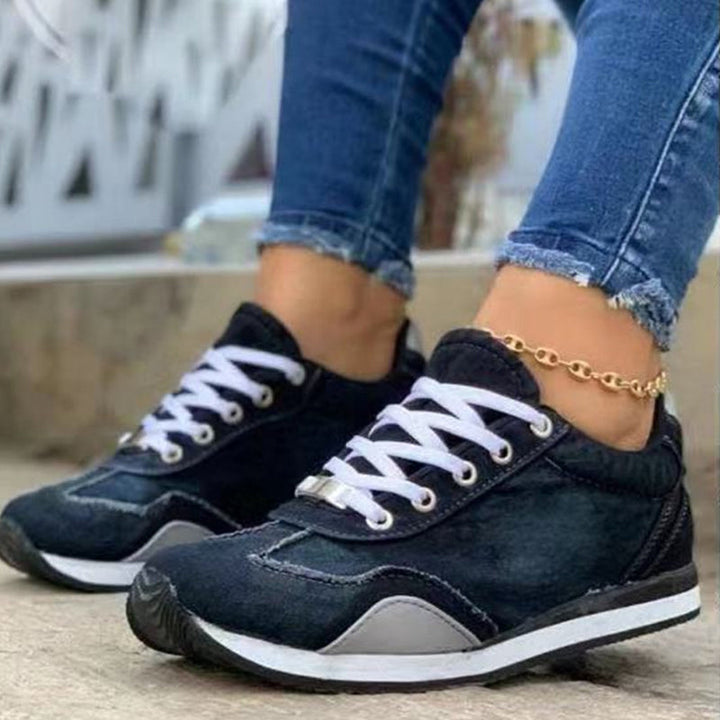 Trendy Sheen Denim Sneakers for Women for a Casual Look