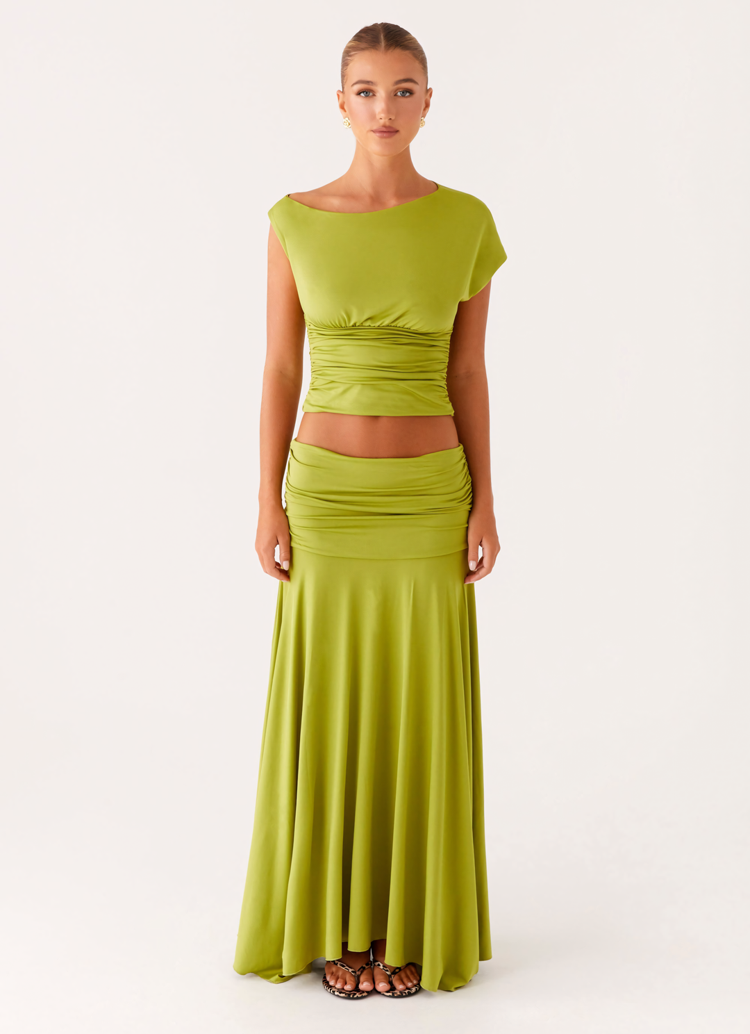 MGTM - Ruched Satin Maxi Set