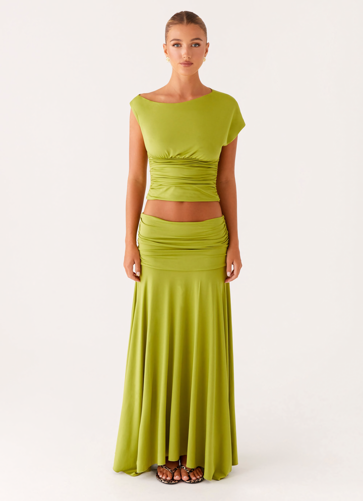 MGTM - Ruched Satin Maxi Set