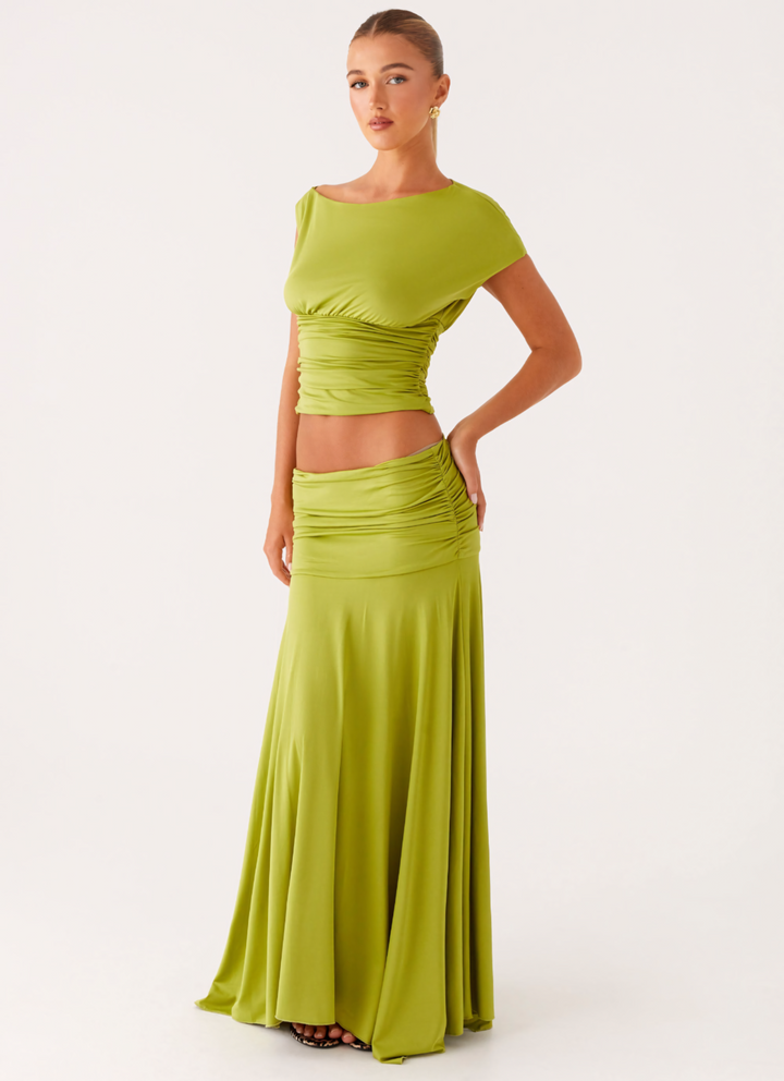 MGTM - Ruched Satin Maxi Set