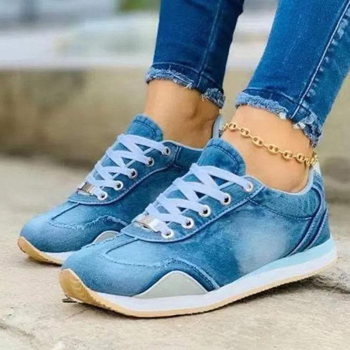 Trendy Sheen Denim Sneakers for Women for a Casual Look