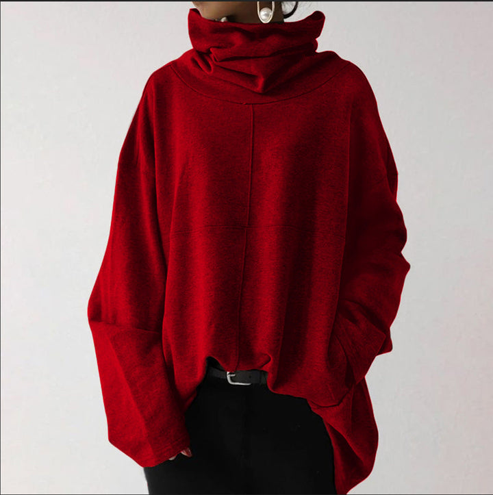 Trendy Solid Color Turtle-Neck Sweater