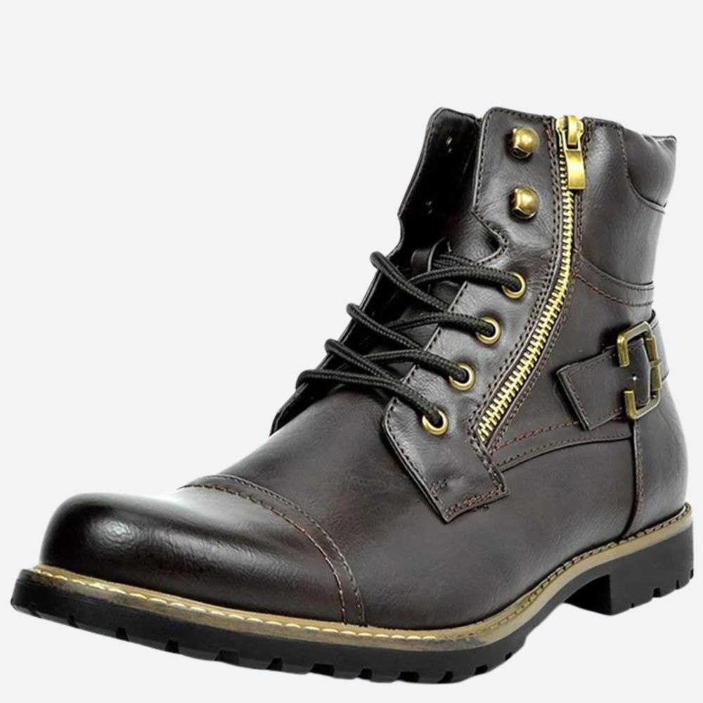 Elegant Leather Motorcycle Boots - Raven