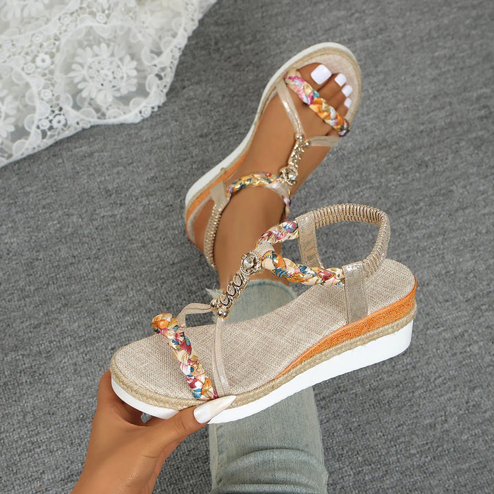 Dorothy | Boho Floral Wedge Sandals