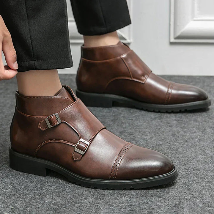 Parker | Faux Leather Double Monk-Strap Boots