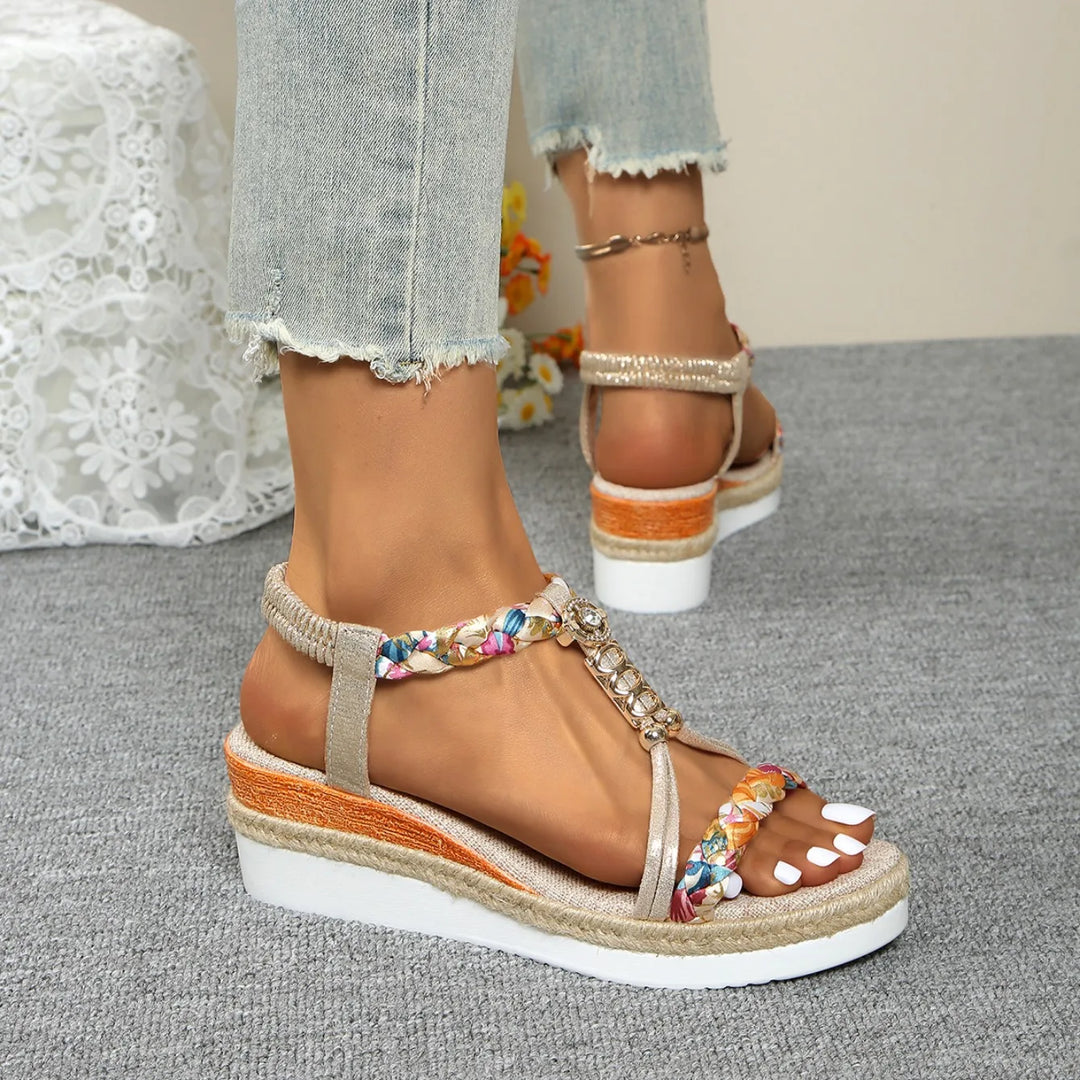 Dorothy | Boho Floral Wedge Sandals