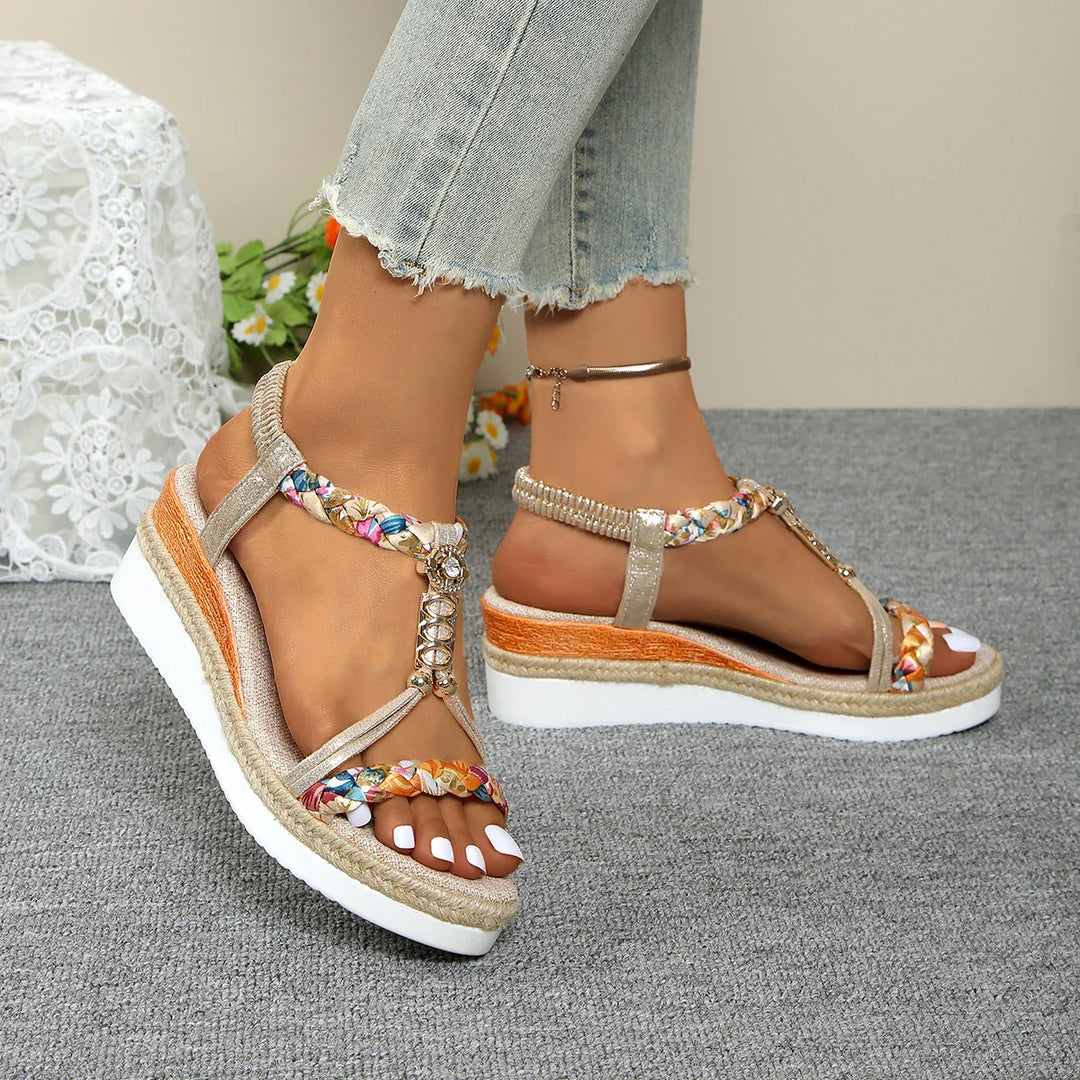 Dorothy | Boho Floral Wedge Sandals
