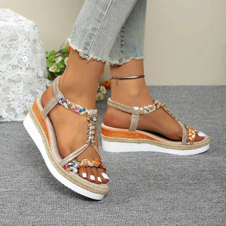 Dorothy | Boho Floral Wedge Sandals