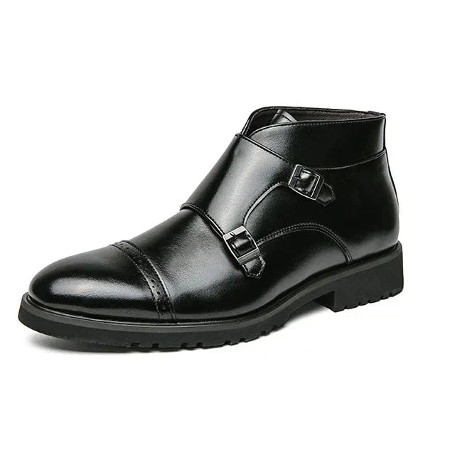 Parker | Faux Leather Double Monk-Strap Boots