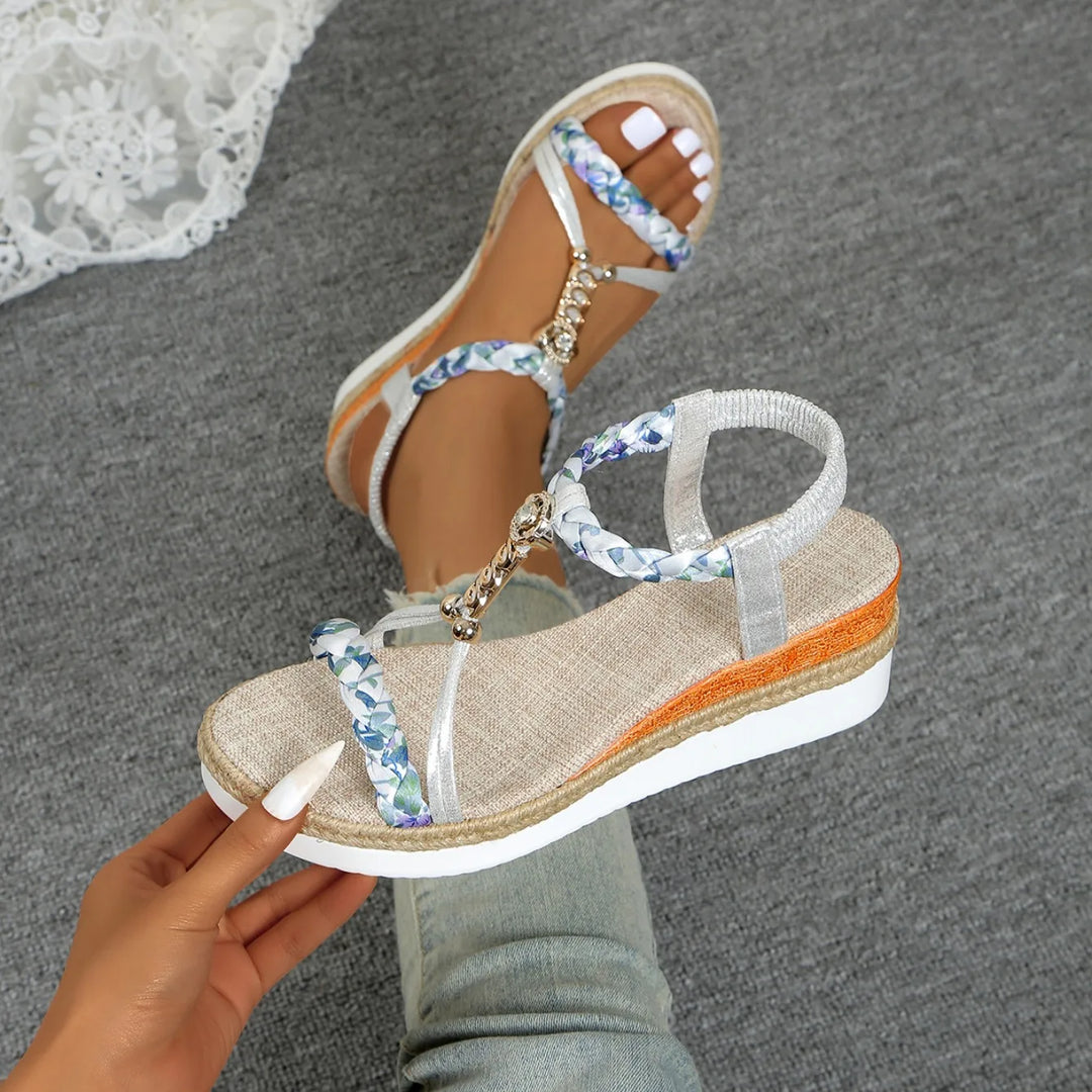 Dorothy | Boho Floral Wedge Sandals