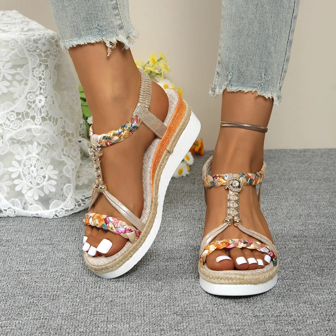 Dorothy | Boho Floral Wedge Sandals
