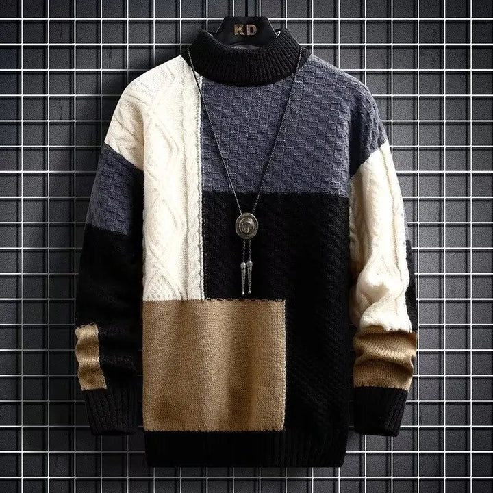 Levi | Colour-Blocked Cable Knit Turtleneck