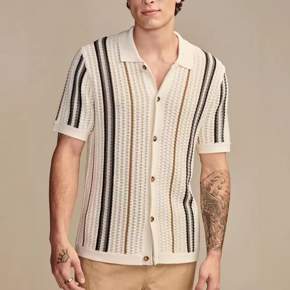 Dewey | Striped Knit Button Shirt