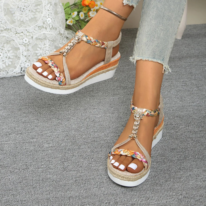 Dorothy | Boho Floral Wedge Sandals