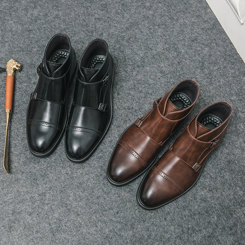Parker | Faux Leather Double Monk-Strap Boots