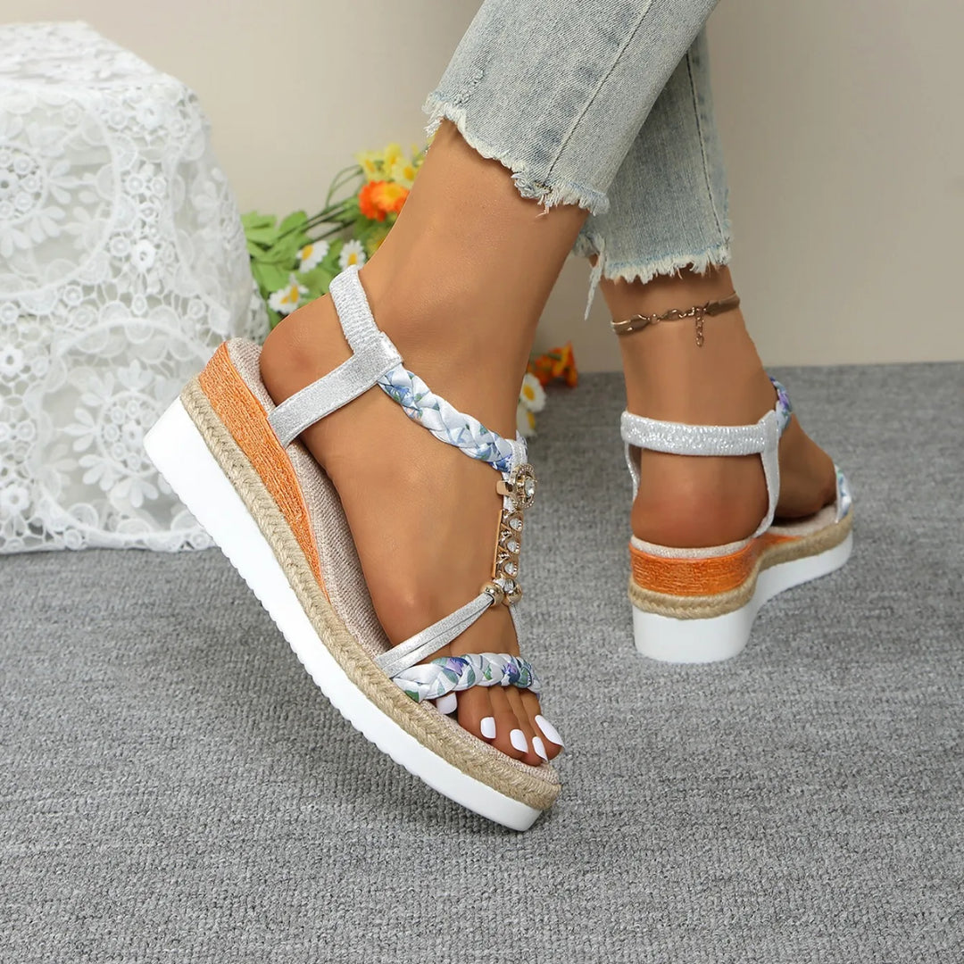 Dorothy | Boho Floral Wedge Sandals