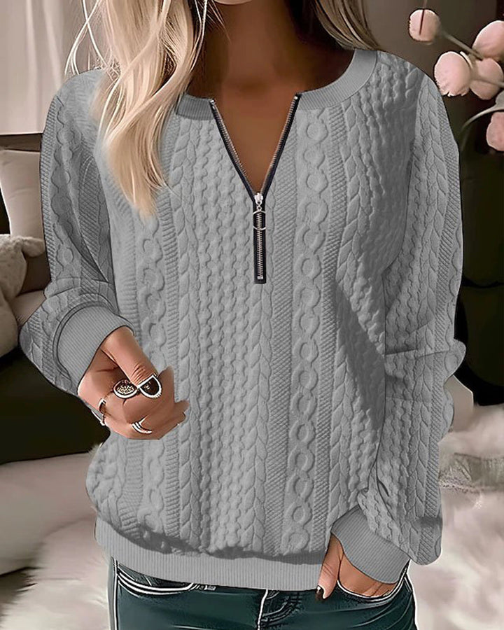 Adriana - Stylish Casual Knitted Sweater with Trendy Half Zip