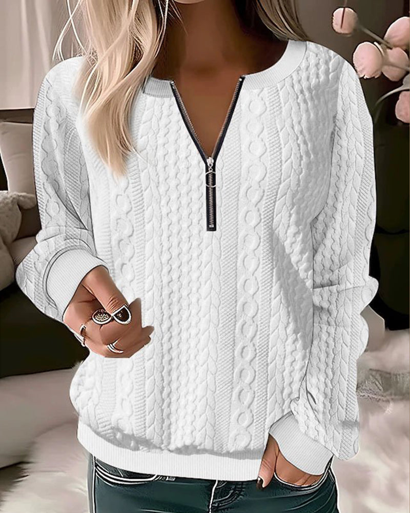 Adriana - Stylish Casual Knitted Sweater with Trendy Half Zip